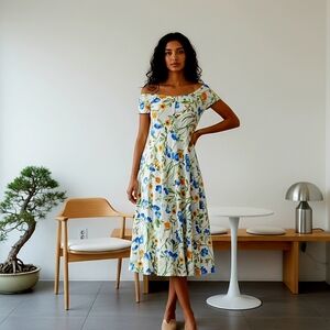 Floral Off-Shoulder Midi Dress